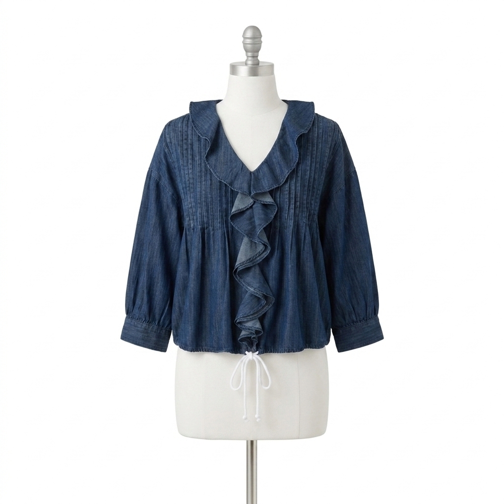 NEW KERRI ROSENTHAL rosen blouse in true denim